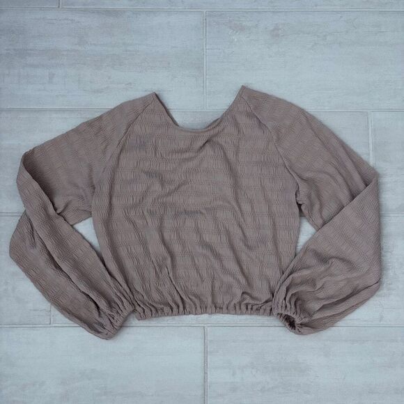 Sincerely Jules Blush Pink Open Back Crop Top Bubble Sleeve Elastic Waist XS - Picture 1 of 7